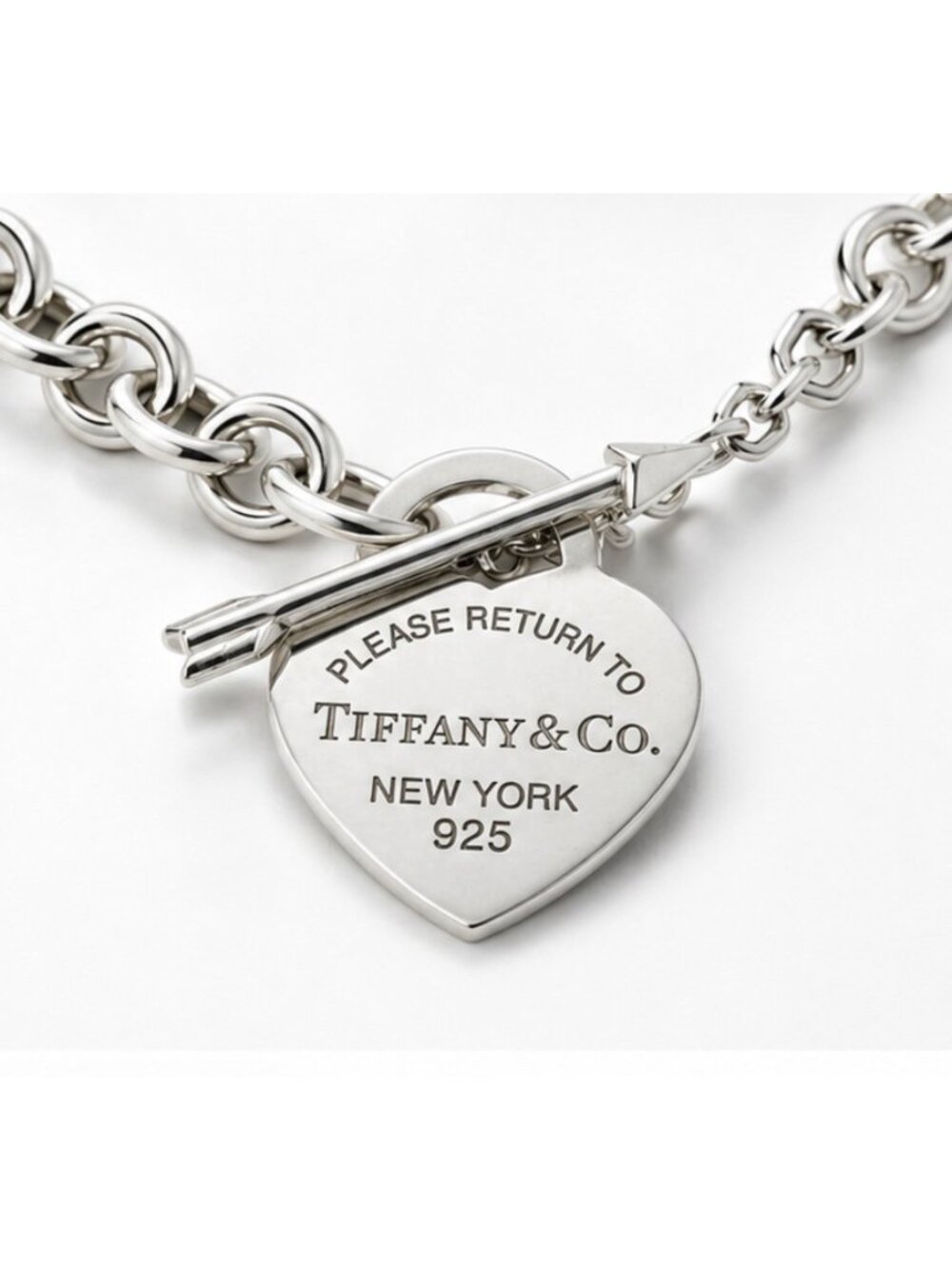 RARE 16.5" Return Tiffany & Co. Lovestruck Arrow Heart Tag Toggle Necklace